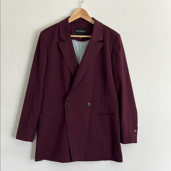 Wildfang Empower Double Breasted Blazer in Burgundy Size XL - Picture 1 of 12